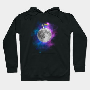 Astronaut placing LGBTQ flag on the moon Hoodie